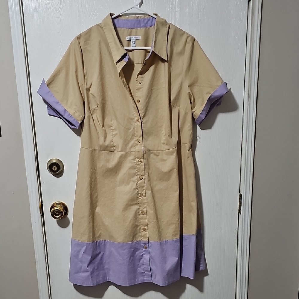 Isaac Mizrahi Beige and Lavender Midi Dress